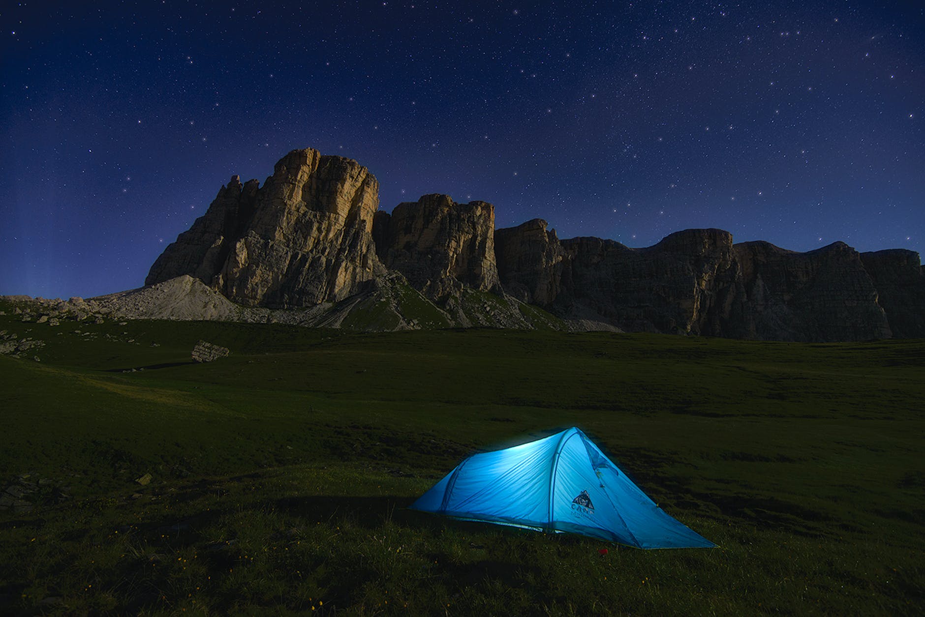 blue dome tent near mountain showing camping in the great outdoors Fun in the Great Outdoors