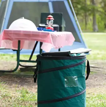 Organizing your squeaky clean campsite with a collapsible trash can