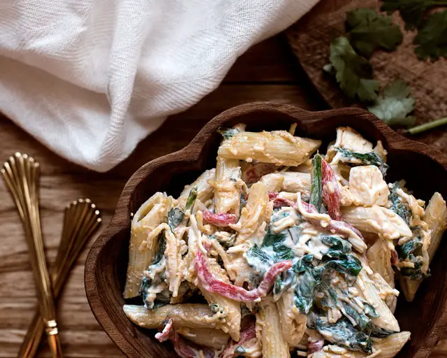 crab and spinach penne