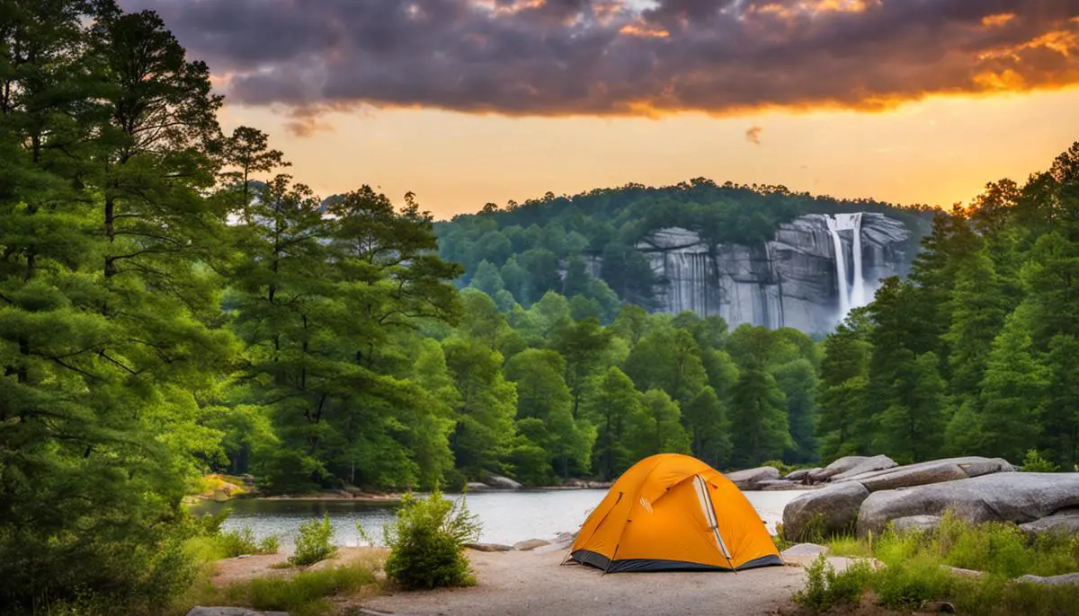 A serene image of Stone Mountain Park Campground showcasing its natural beauty and camping facilities. family campgrounds in Georgia