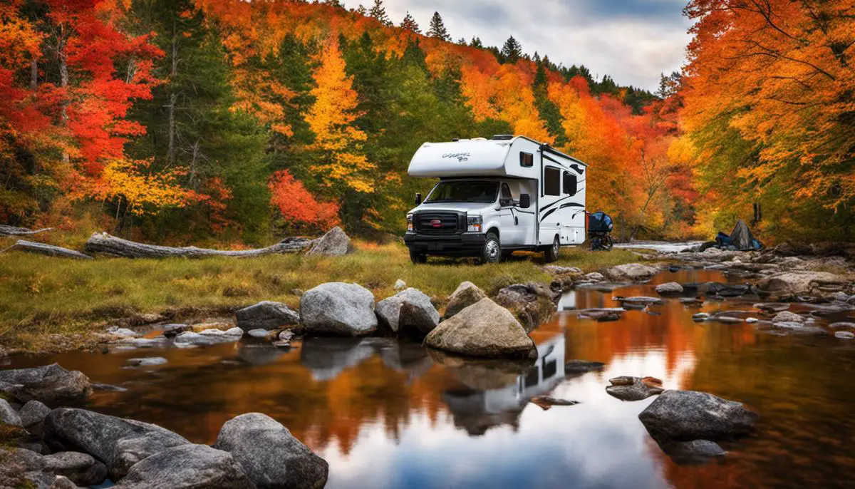 Image of camping gear and fall foliage