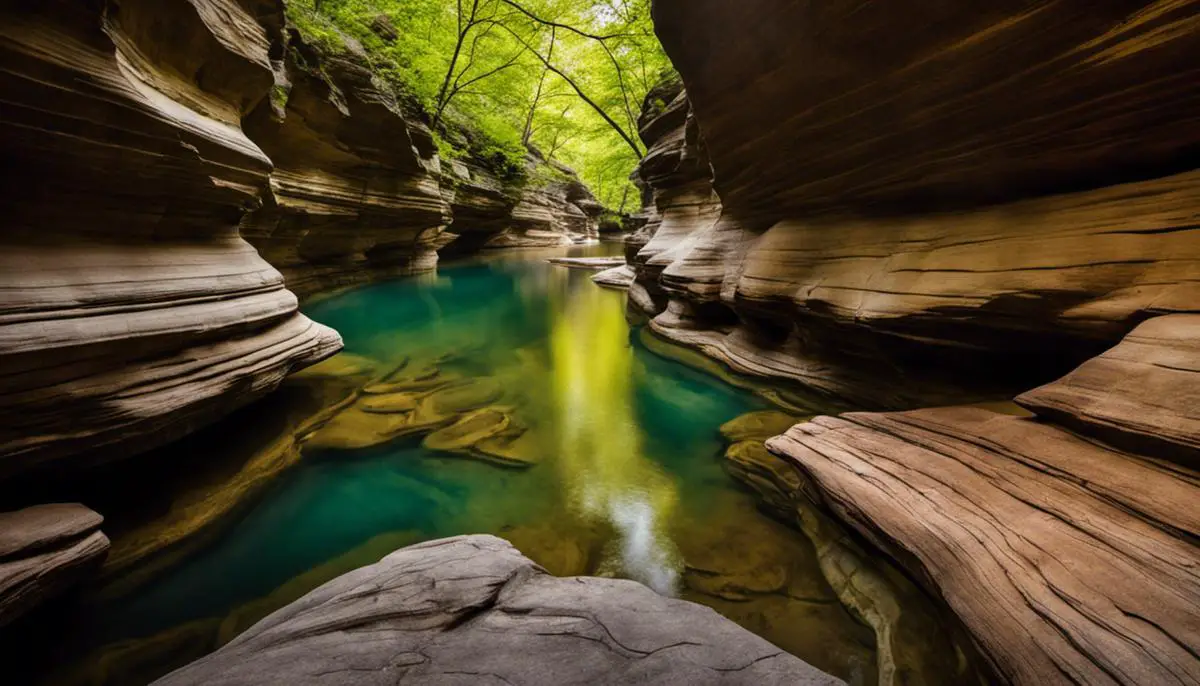 A breathtaking view of the sandstone canyons at Ledges State Park family campgrounds in Iowa