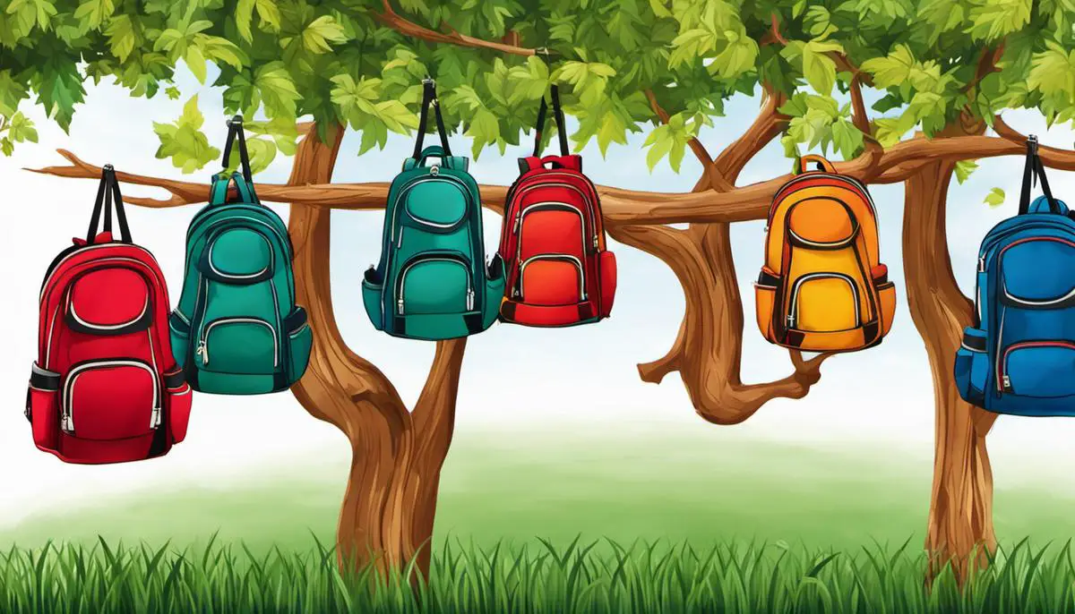 A group of colorful backpacks hanging from a tree branch, ready to be taken on an adventure. Ultimate Backpacker's Gift Guide: Perfect Presents for Backwoods Explorers